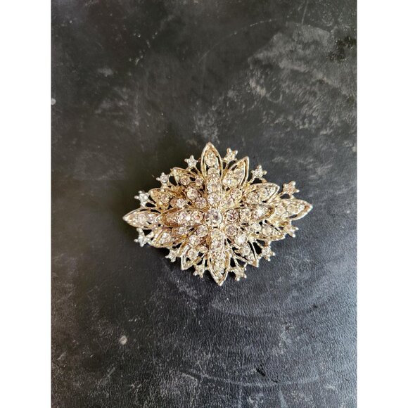 Diamond Shape Rhinestone Vintage Brooch Accent for Black Dress - Picture 3 of 10